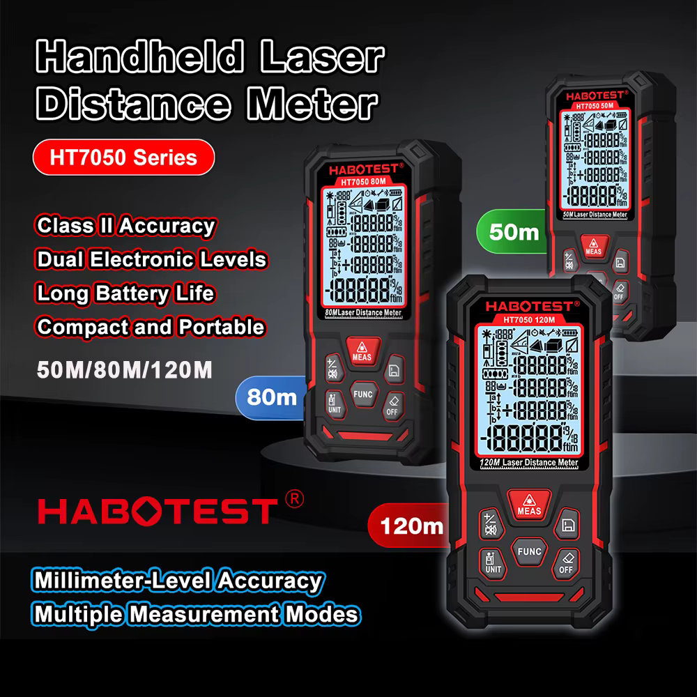 Télémètre laser numérique HABOTEST HT7050 avec niveau électronique double axe