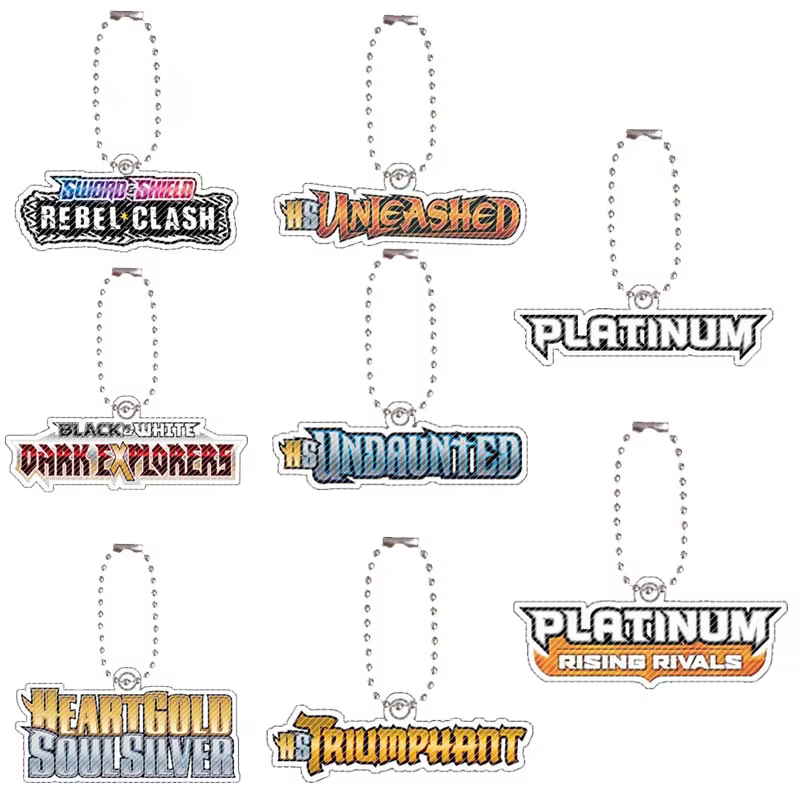 Pokemon épée et bouclier HeartGold SoulSilver Platinum Logo acrylique porte-clés jeu Collection carte