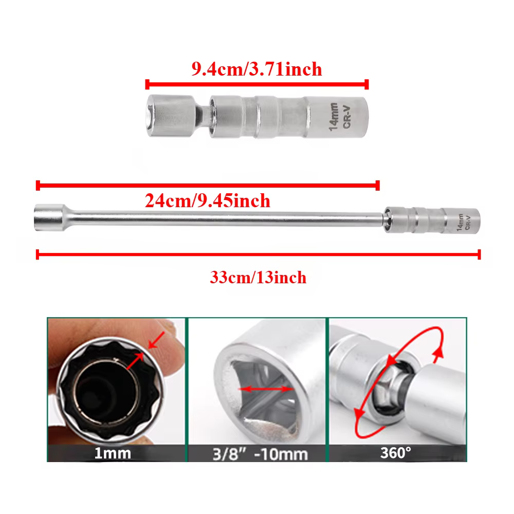 Outil de retrait de bougie d'allumage 14mm 16mm