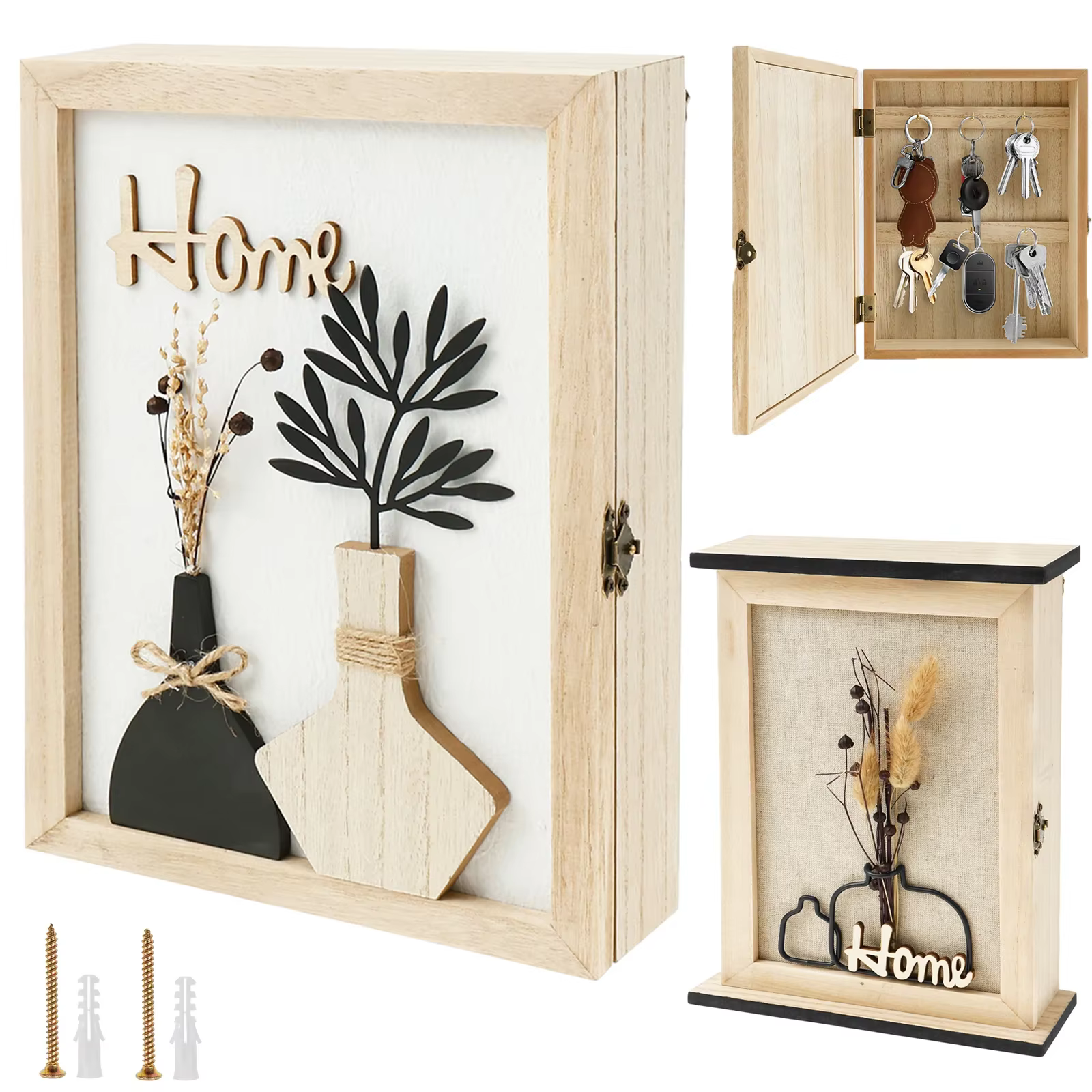 Boîte à clés en bois décorative à fixer au mur