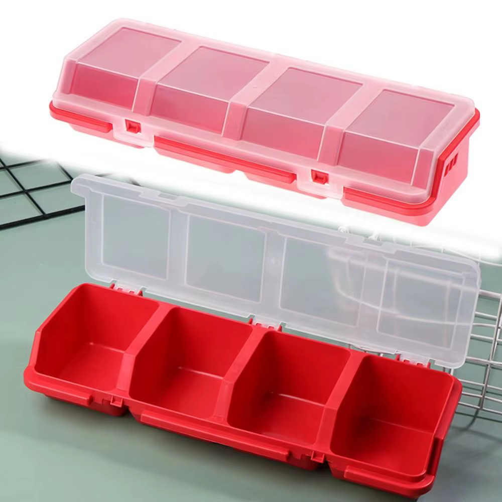 Lot de 3 boîtes de rangement à 4 compartiments avec couvercle pour vis et pièces