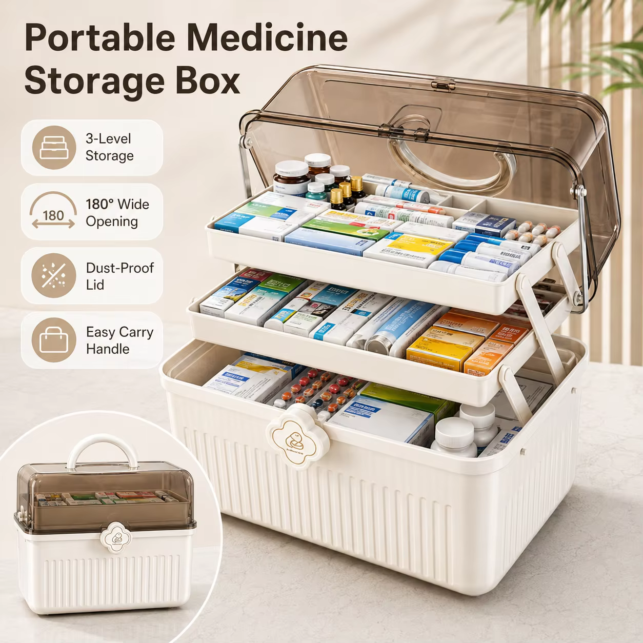 Boîte à médicaments domestique grande capacité