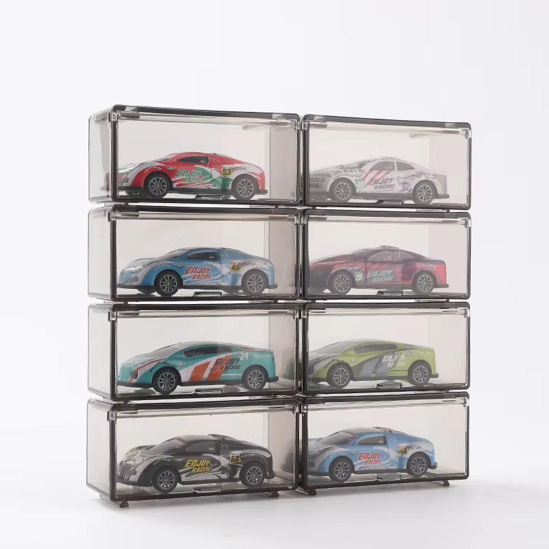 Boîte de rangement transparente pour voitures Hot Wheels 1/64, vitrine de présentation, anti-poussière, organisateur de parking, jouets pour garçons