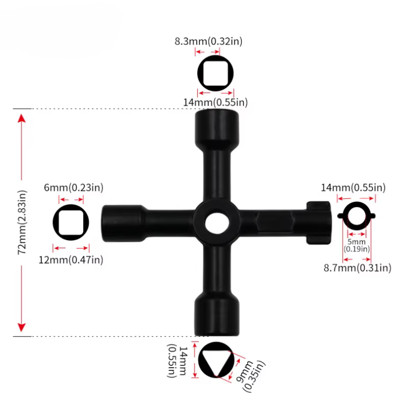 Clé multifonction 4 en 1 pour électricien