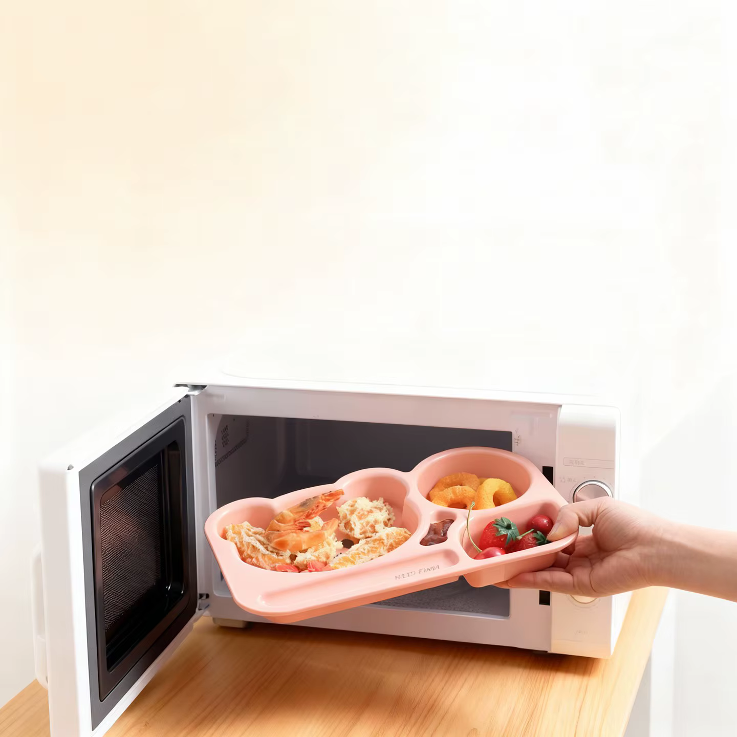 Assiette à dîner en plastique à compartiments, grande capacité, pour enfants, assiette à fruits et salades, assiette à petit-déjeuner réutilisable, compatible micro-ondes