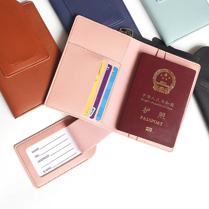 Ensemble de porte-passeport de voyage personnalisé en cuir