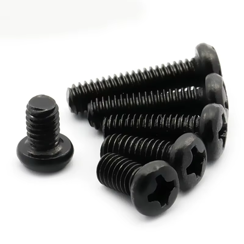 Vis à tête cylindrique encastrée en croix, 100 pièces/lot, M1 M1.2 M1.6 M2 M2.5 M3 M4 M6, vis à métaux Phillips noire en acier au carbone, Grade 4.8