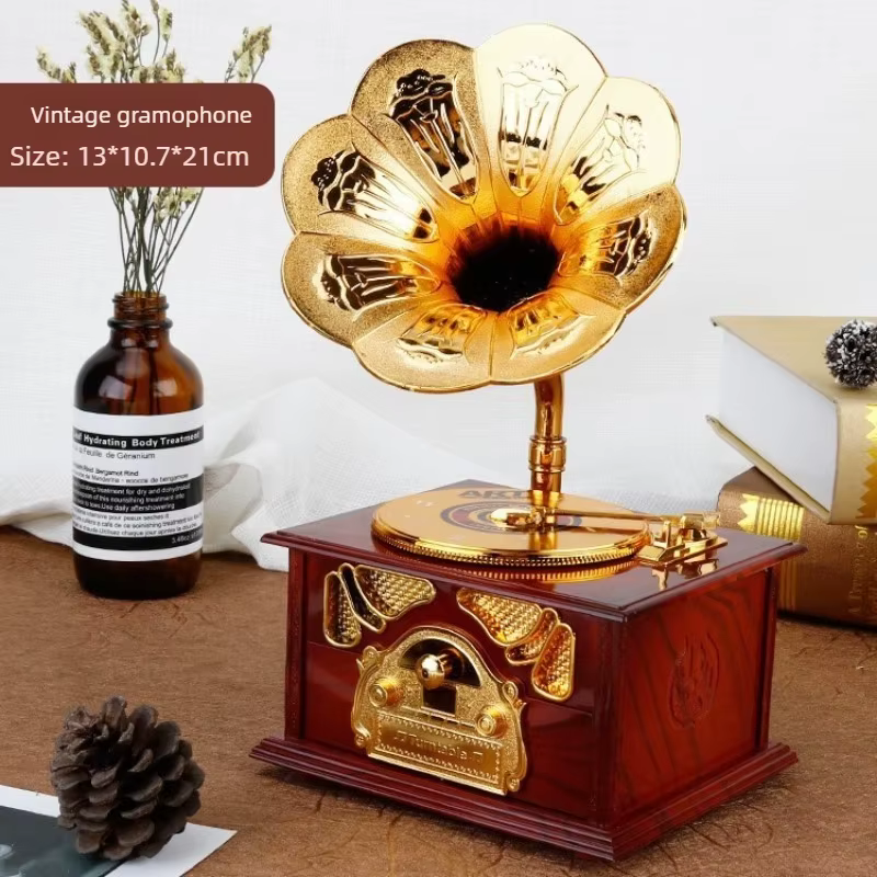 Gramophone vintage, boîte à musique nostalgique