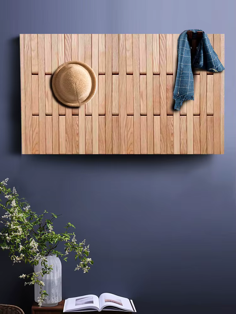 Grand cintre mural en bois pour vêtements de face