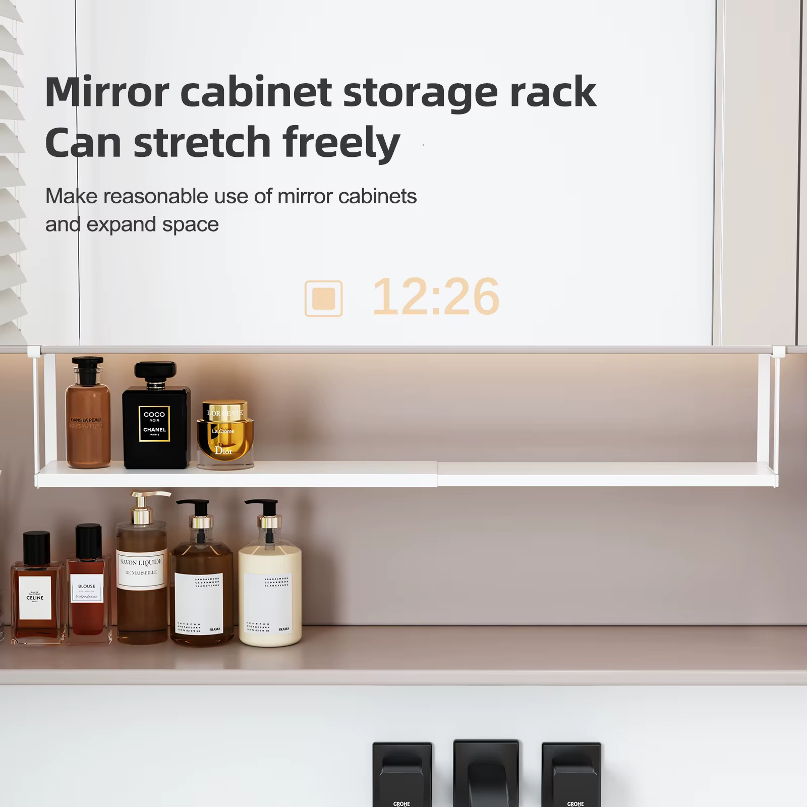 Boîte de rangement pour miroir avec étagères superposées
