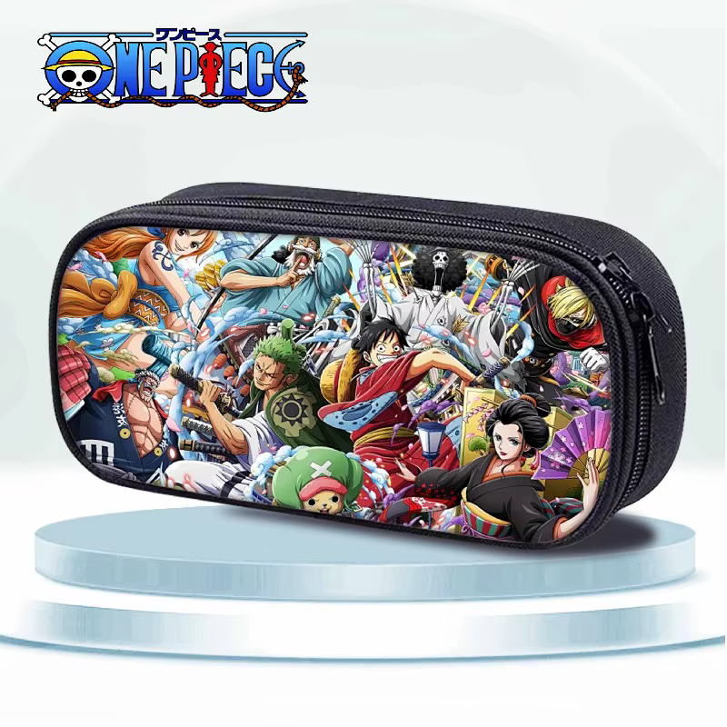 Une pièce Luffy Roronoa Zoro dessin animé grande capacité multicouche fermeture éclair stylo sac étudiant étanche crayon papeterie boîte cadeau