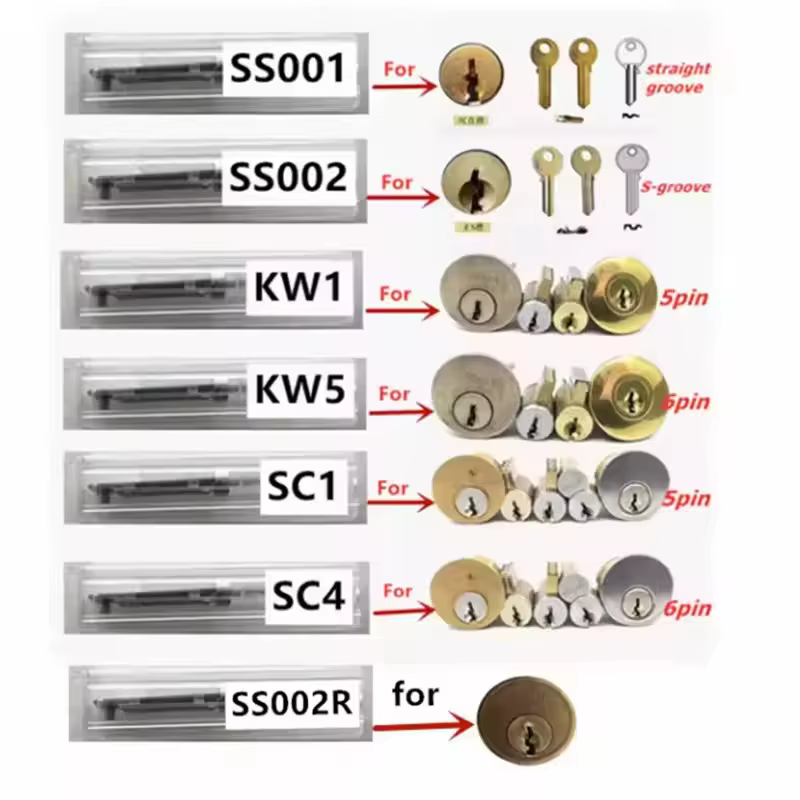 Pour serrurier professionnel Lishi 2 en 1 outil SC4 SC1 SS001 Pro SS002 Pro SS002R R52 KW1 KW5 outils pour porte de maison clé civile