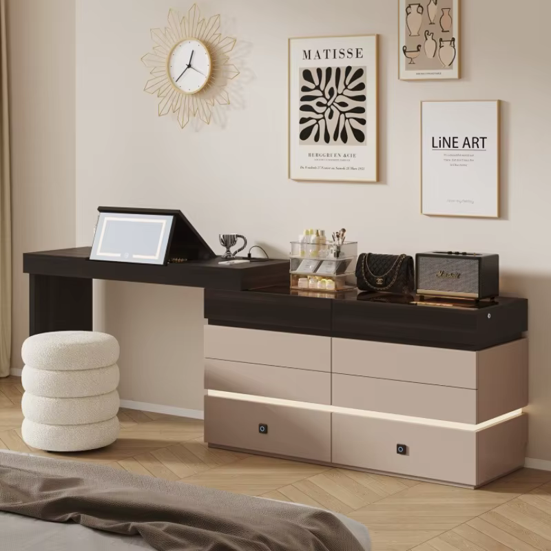 Coiffeuse d'ordinateur avec dessus en verre