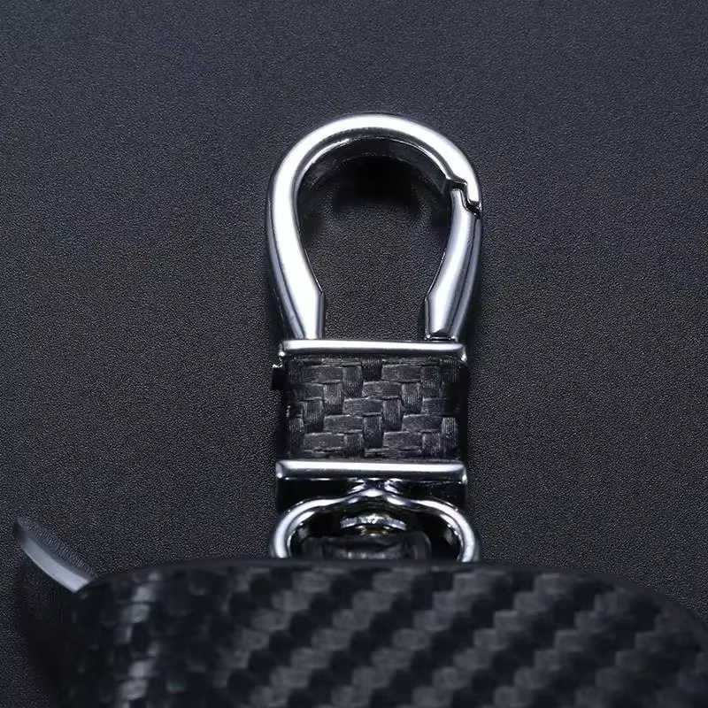 Porte-clés de voiture en cuir avec 88 Logos, housse à fermeture éclair, motif en fibre de carbone, accessoires automobiles de style automobile