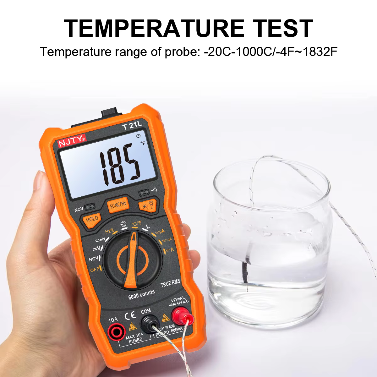 NJTY T21L multimètre numérique d'inductance 600μH-60H plage Cycle de service 0.1-99% température DC AC Amp tension résistance capacité NCV Hz