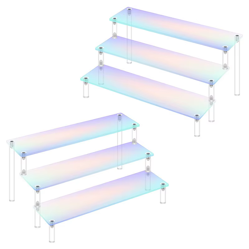 Présentoir en acrylique irisé pour décoration et organisation de bijoux, étagère de support pour figurines à collectionner, strass et nouilles Chi, 1-5 niveaux