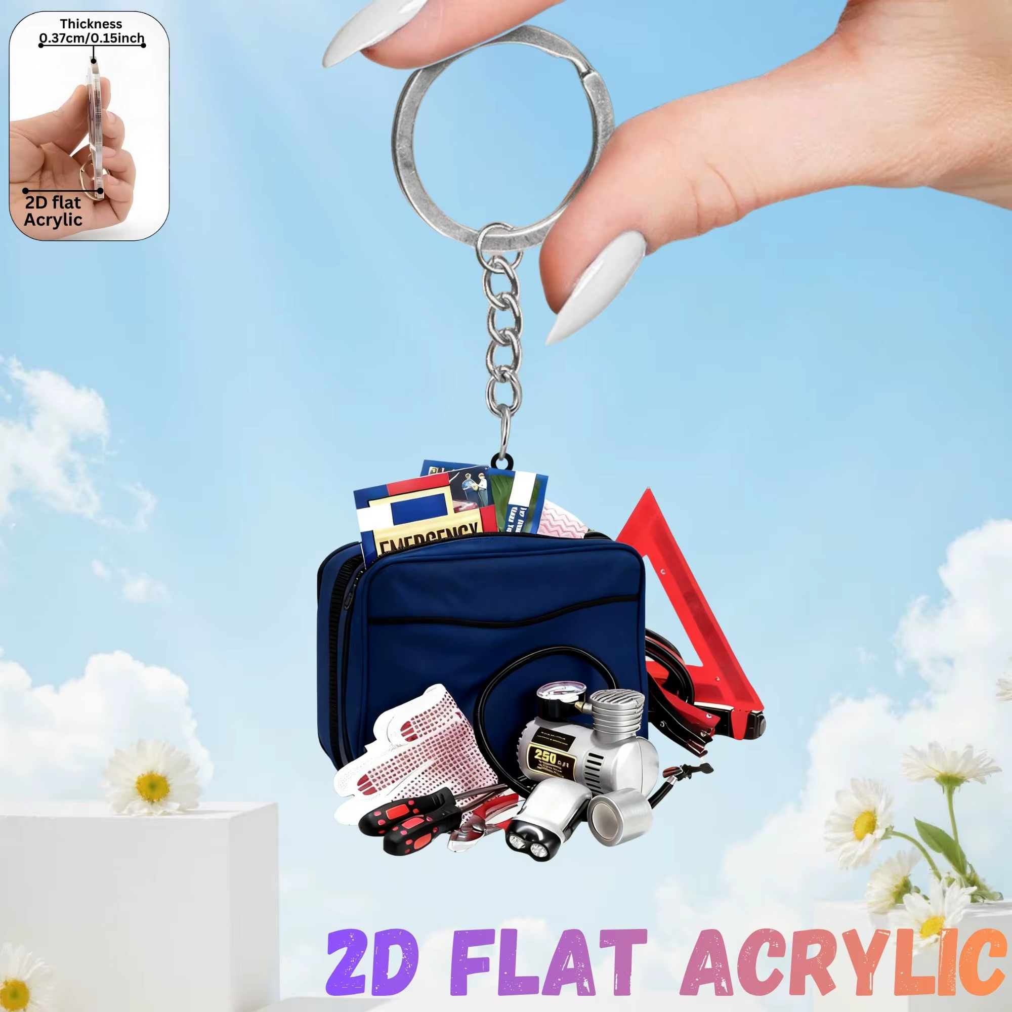 Porte-clés 2D pour kit d'urgence automobile