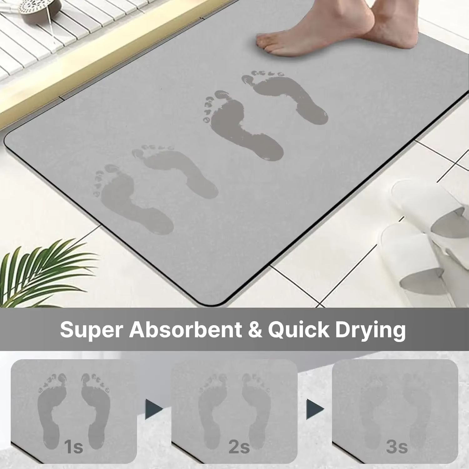 Tapis de bain personnalisé terre diatomée tapis de salle de bain Super absorbant séchage rapide antidérapant mince tapis de sol tapis de Garage en caoutchouc