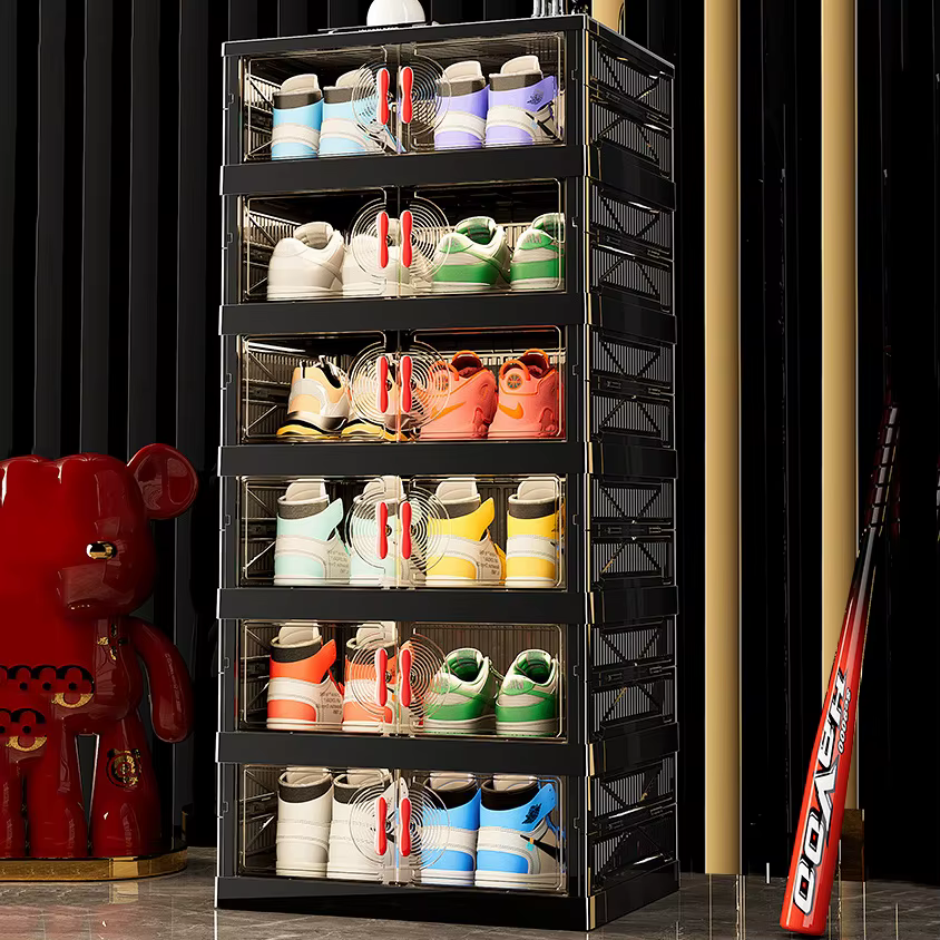 Meuble de rangement pliable multi-niveaux grande capacité pour chaussures et snacks, pour salon
