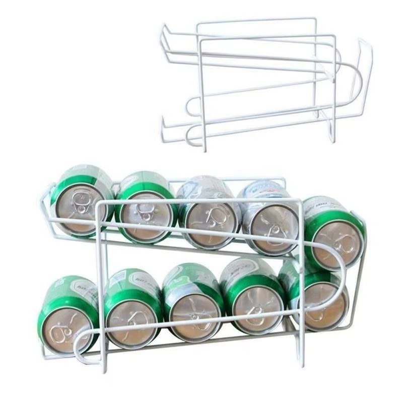 Support de stockage de Cola à Double couche en fer, étagère roulante pour canettes de Soda de cuisine, support de tri et de stockage de bière et de Cola, support de canettes de Soda de bureau
