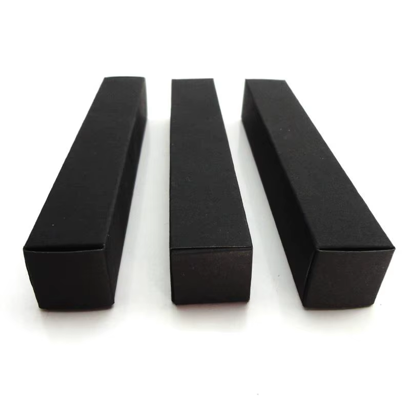 Boîte en papier noir 2*2*12cm pour échantillons d'huiles essentielles, parfums, rouges à lèvres, boîtes de rangement, boîtes cadeaux artisanales, tubes à valve