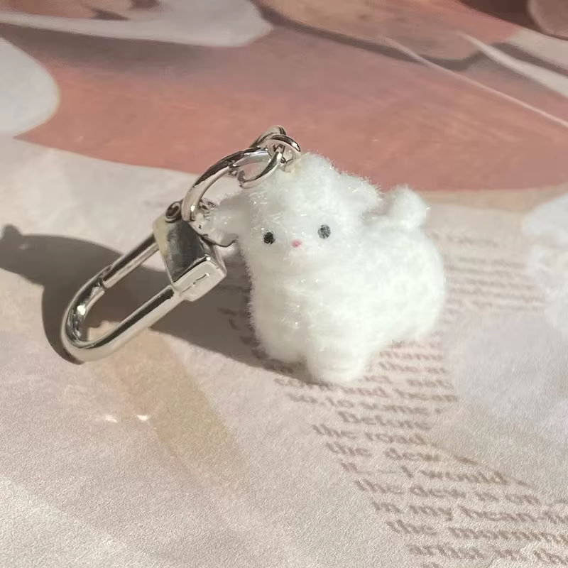 Porte-clés mouton blanc moelleux et mignon