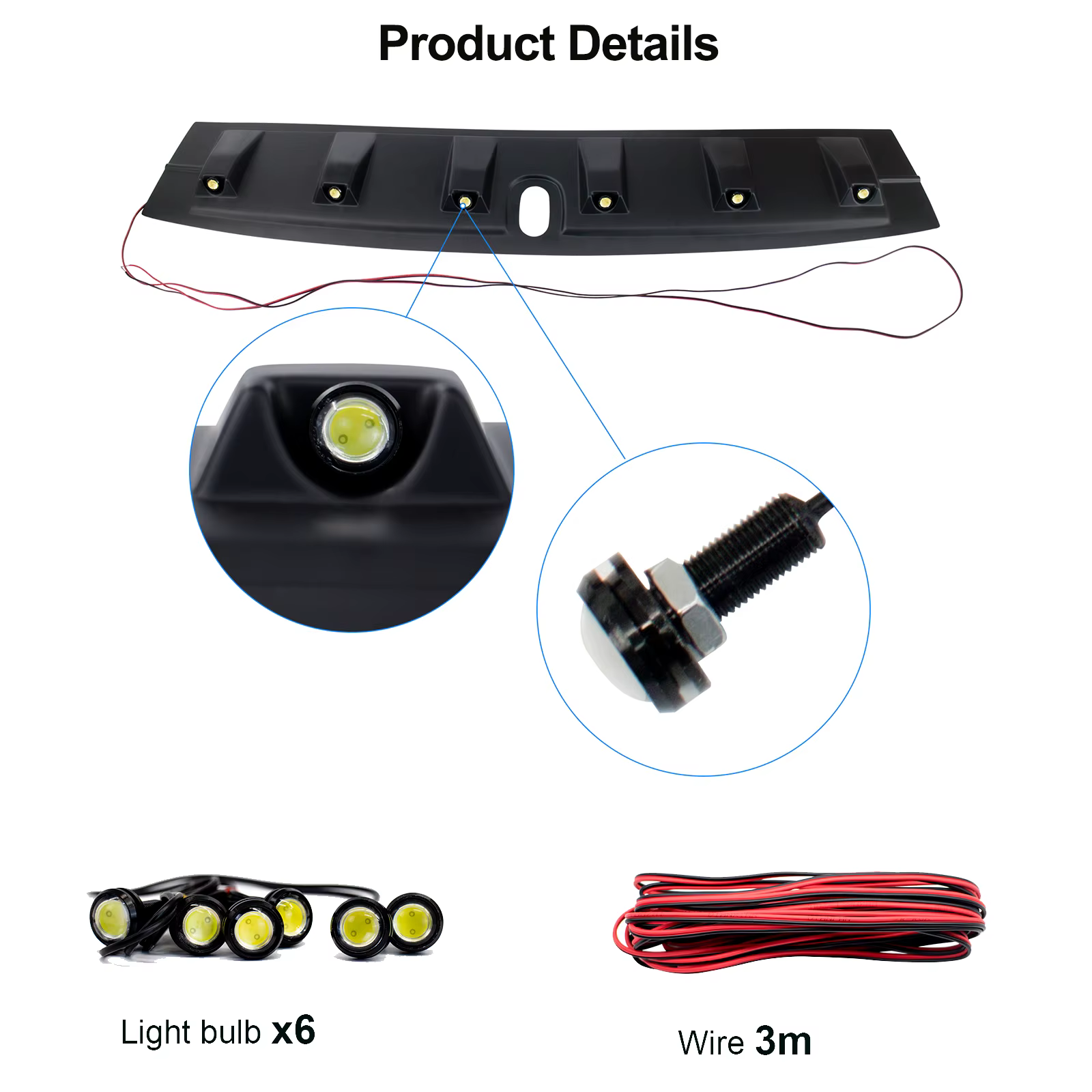 Becquet de toit avec lumière avant Led, couverture de toit Raptor pour Ford Ranger Wildtrak T8 2015 2017 2018 PX2 4x4, accessoires de style de voiture
