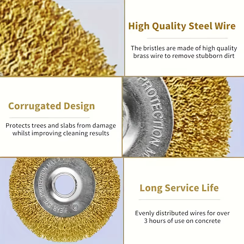 Ensemble de 3 brosses en fil de cuivre avec connecteur en fil d'acier - Tête ronde fine pour l'élimination de la rouille