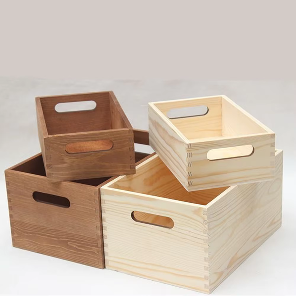 Boîte de rangement en bois massif