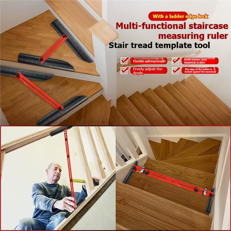 Outil de mesure de marches d'escalier BSEVB avec butées de bord rabattables