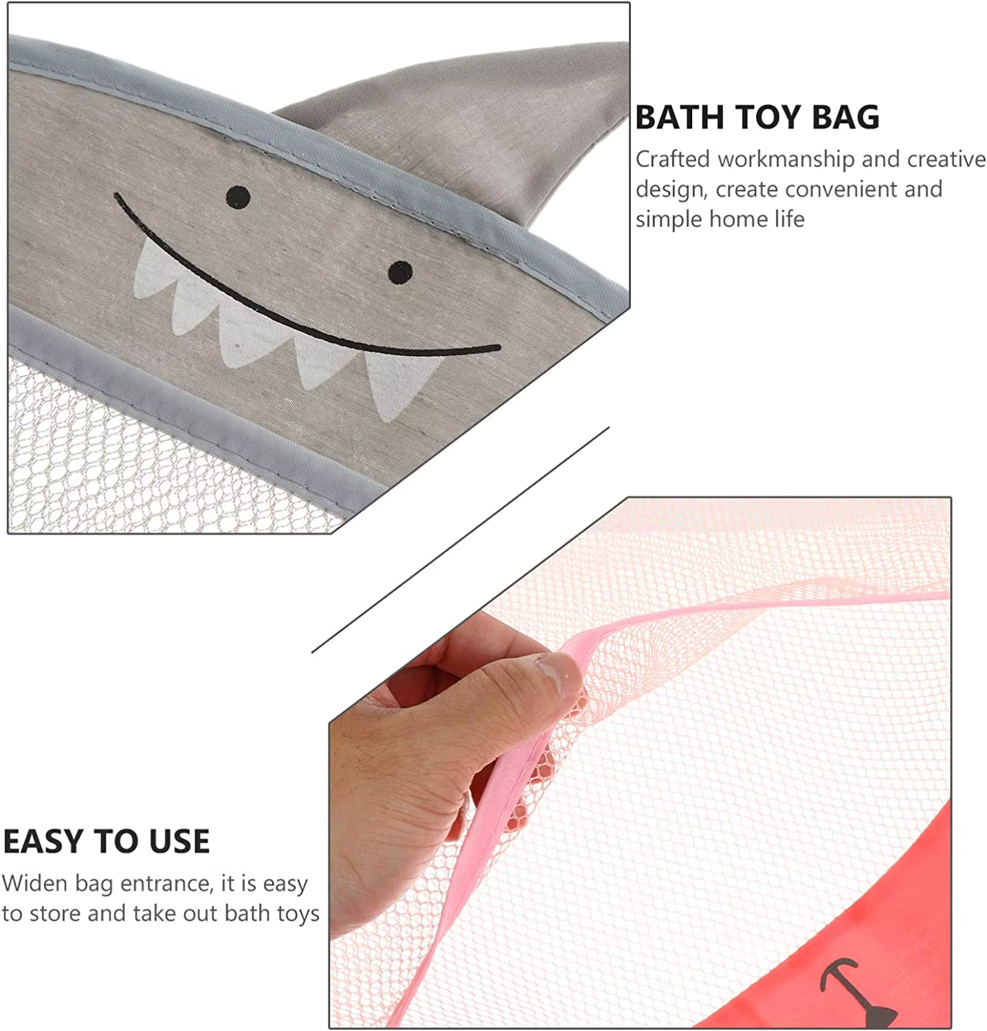 Rangement de jouets de bain suspendu, panier en filet à séchage rapide, sac en maille, organisateur de salle de bain, porte-jouets de jeu de baignoire, caddie de douche pour enfants en bas âge