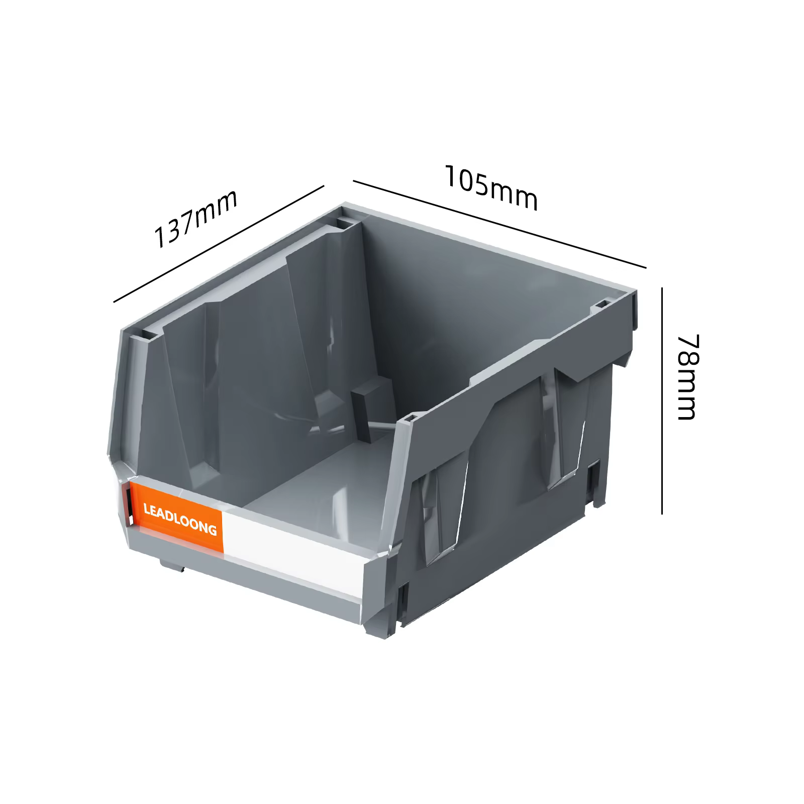 Boîte de rangement en plastique empilable gris 6/24 pièces
