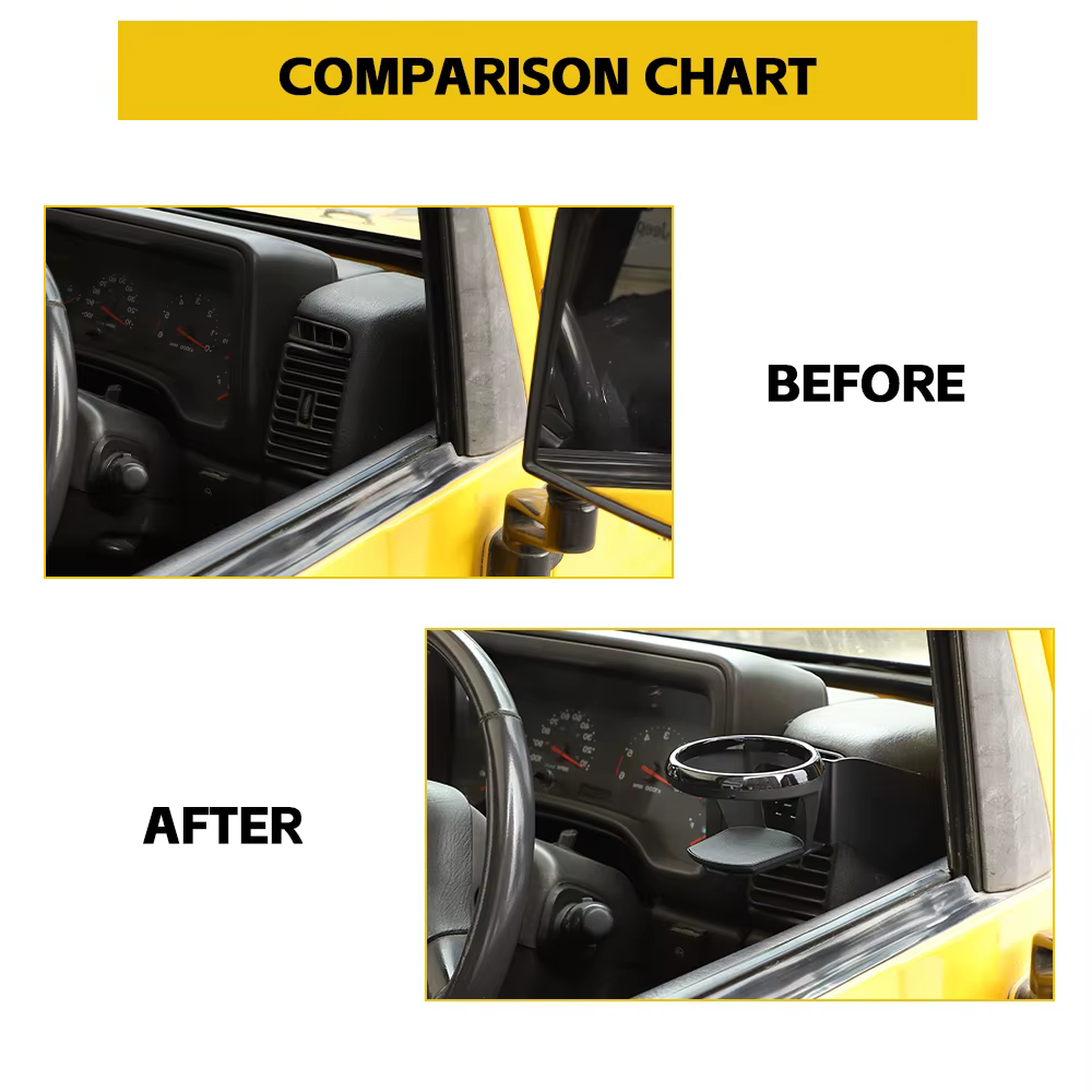BAWA-Porte-boissons latéral de la console centrale, tasse à eau, support rapide pour Jeep Wrangler TJ, 1997, 1998, 1999, 2000, 2001, 2002, 2003, 2004, 2005, 2006
