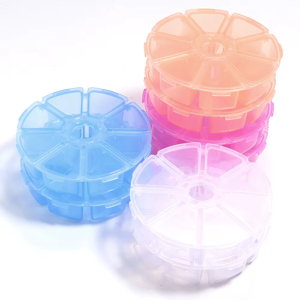 Boîte de rangement ronde transparente en plastique