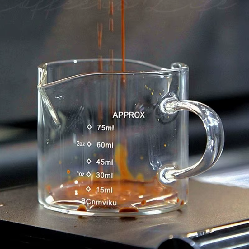 Tasse à mesurer en verre avec poignée, tasse à lait expresso, tasse de cuisine avec échelle, récipient précis pour la cuisson, 75/150/250ml