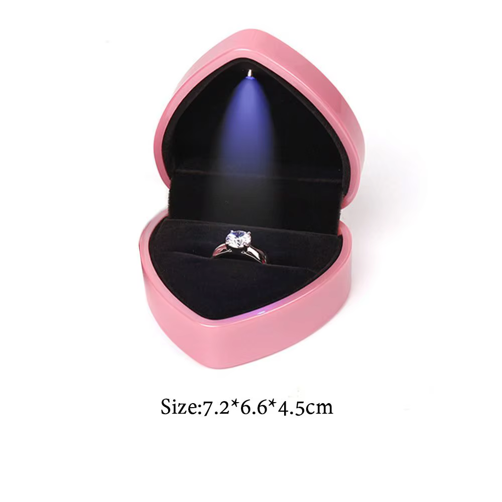 Boîte à bijoux portable en forme de cœur pour bagues