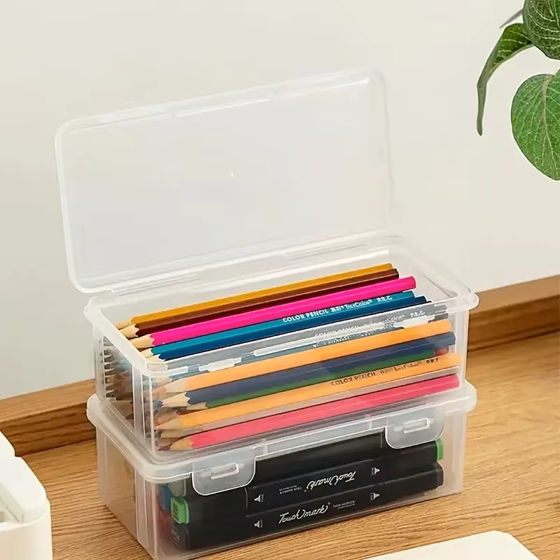 Lot de 4 boîtes de rangement transparentes en PP de grande taille avec couvercles