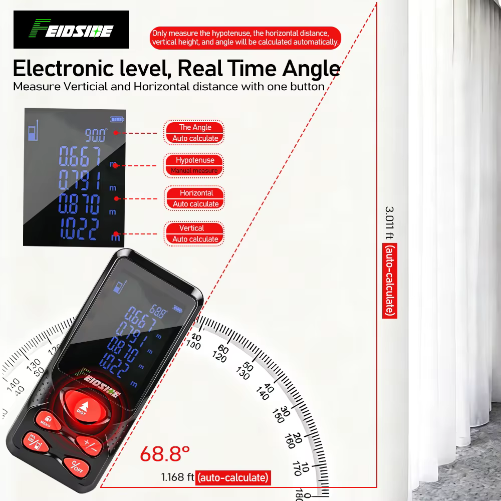 Télémètre laser rouge FEIDISDE 80M/120M avec fonction de mesure d'angle