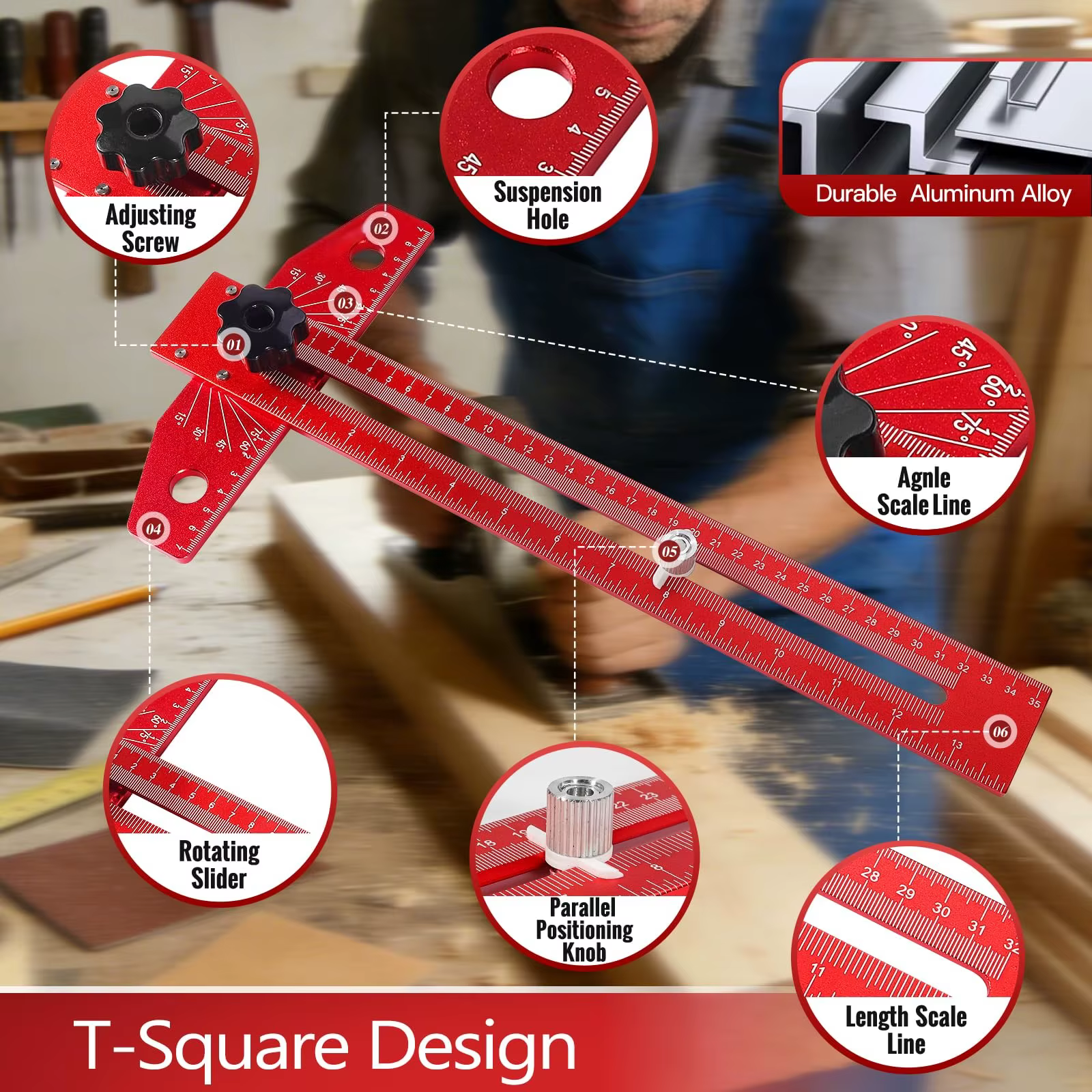 Équerre pliable multifonctionnelle pour le travail du bois