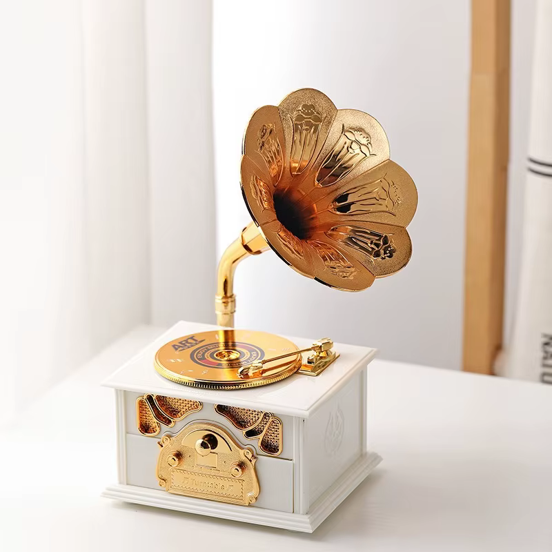 Gramophone vintage, boîte à musique nostalgique
