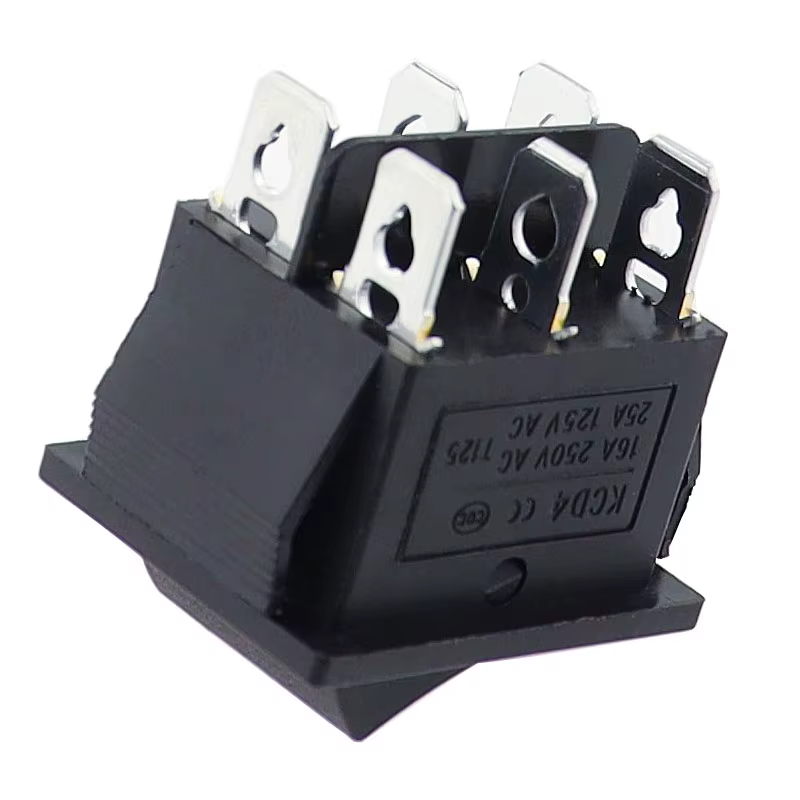 1 pièces KCD4 25X31mm interrupteur à bascule noir 6 broches 3 positions ON-OFF-ON Double réinitialisation/interrupteur de verrouillage 16A 250V 20A 25A 125VAC
