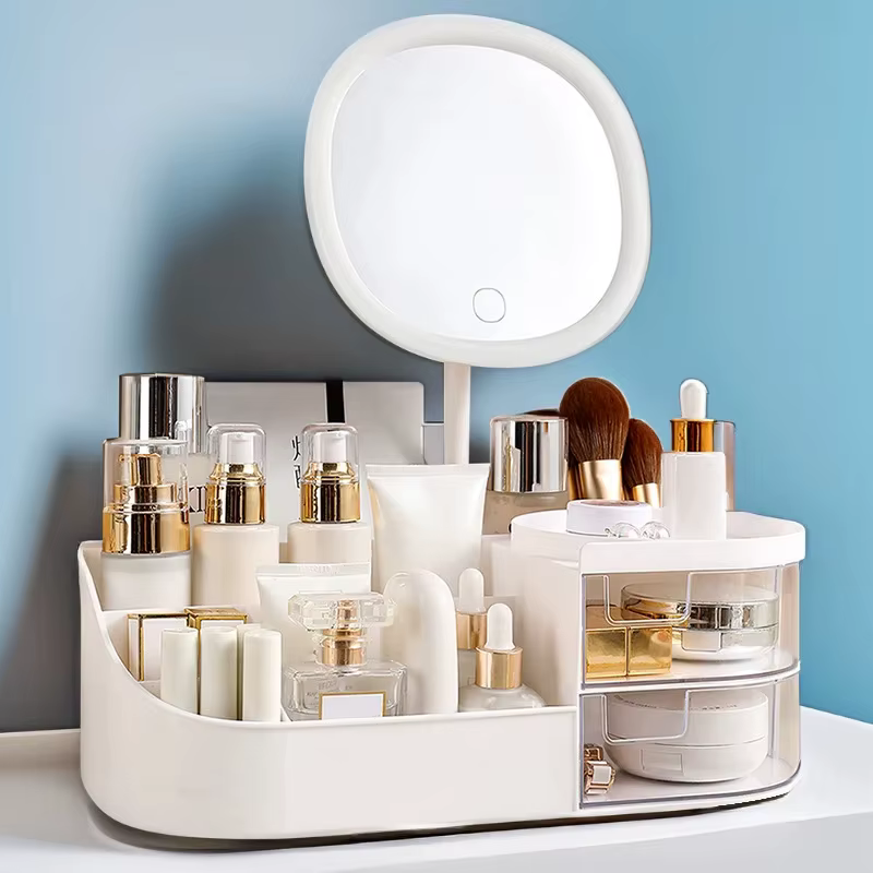 Boîte de rangement de maquillage avec miroir
