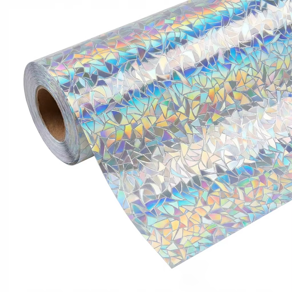Film adhésif statique décoratif pour fenêtre en verre coloré 3D arc-en-ciel