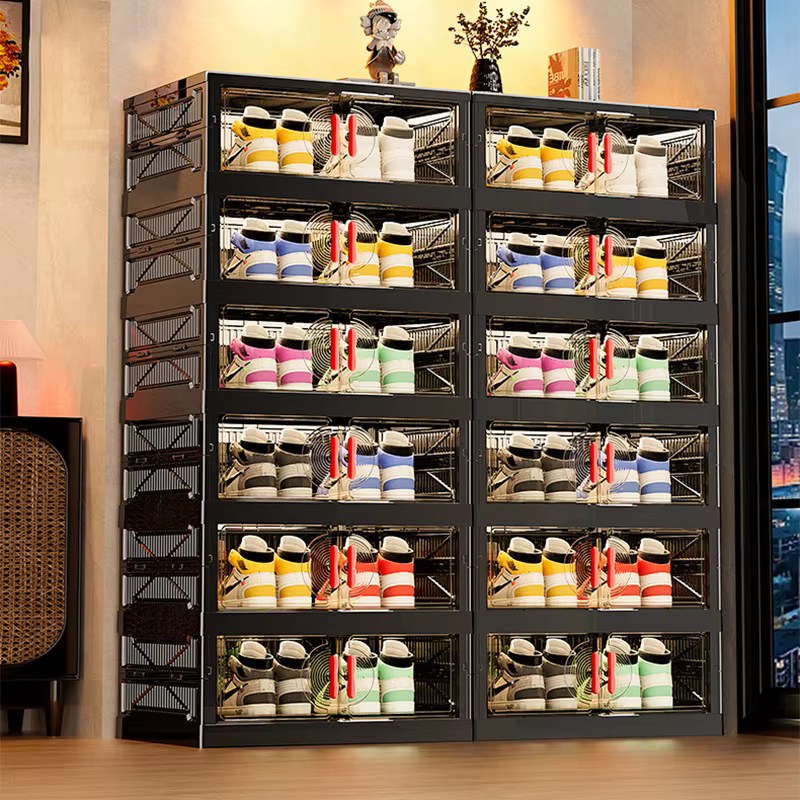 Meuble de rangement pliable multi-niveaux grande capacité pour chaussures et snacks, pour salon