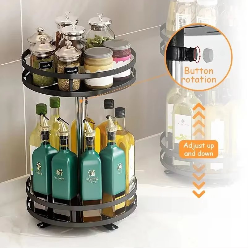 Étagère de rangement de cuisine rotative, accessoires de cuisine, support à épices, rangement optimisé, organisateur rotatif à 360 degrés, plateau tournant