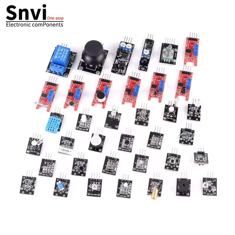 Kit de démarrage de 45 modules de capteurs avec platine d'expérimentation et fils de liaison pour Arduino UNO R3 Mega2560 Raspberry Pi