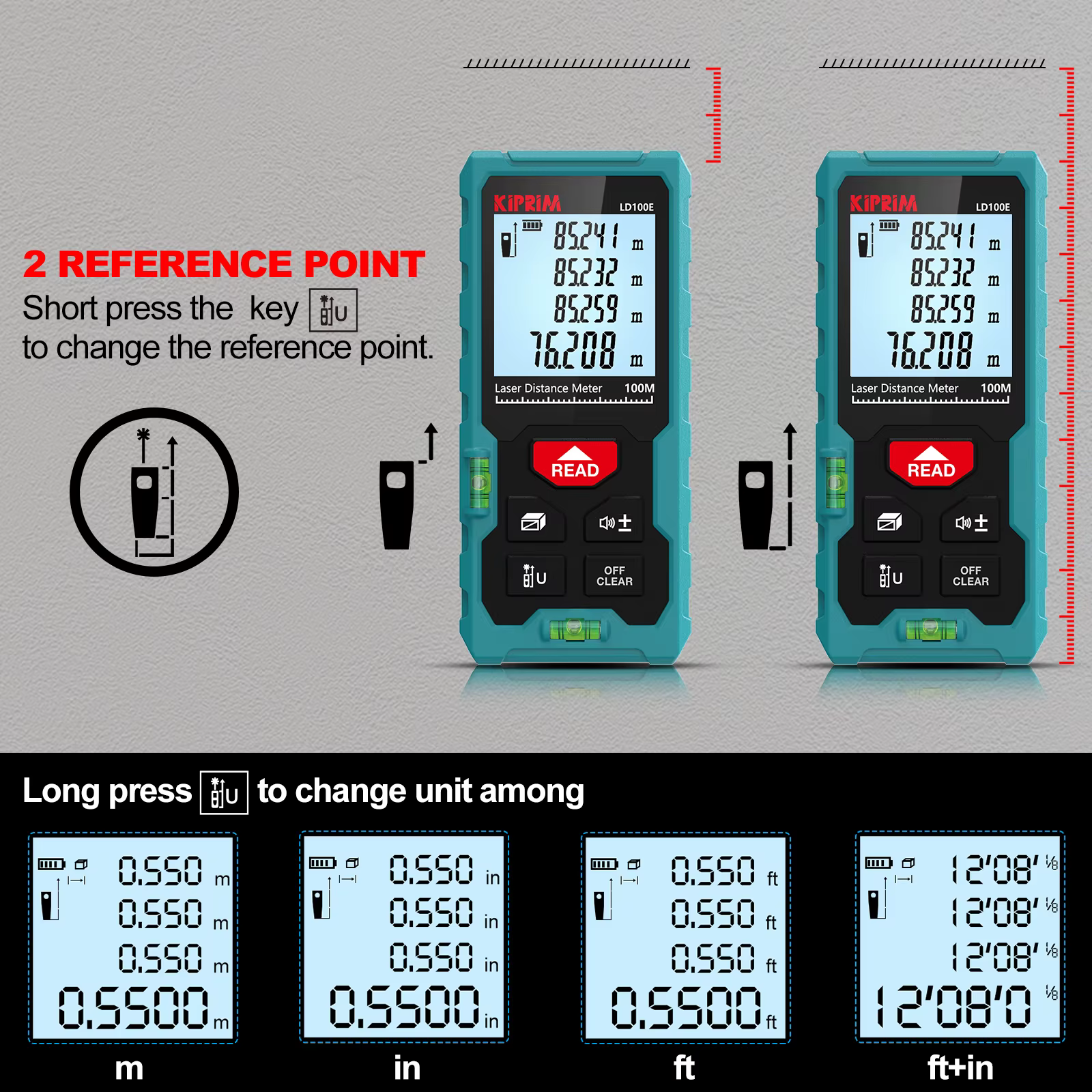 Kiprim télémètre Laser 50M 70M 100M Mini outil de mesure