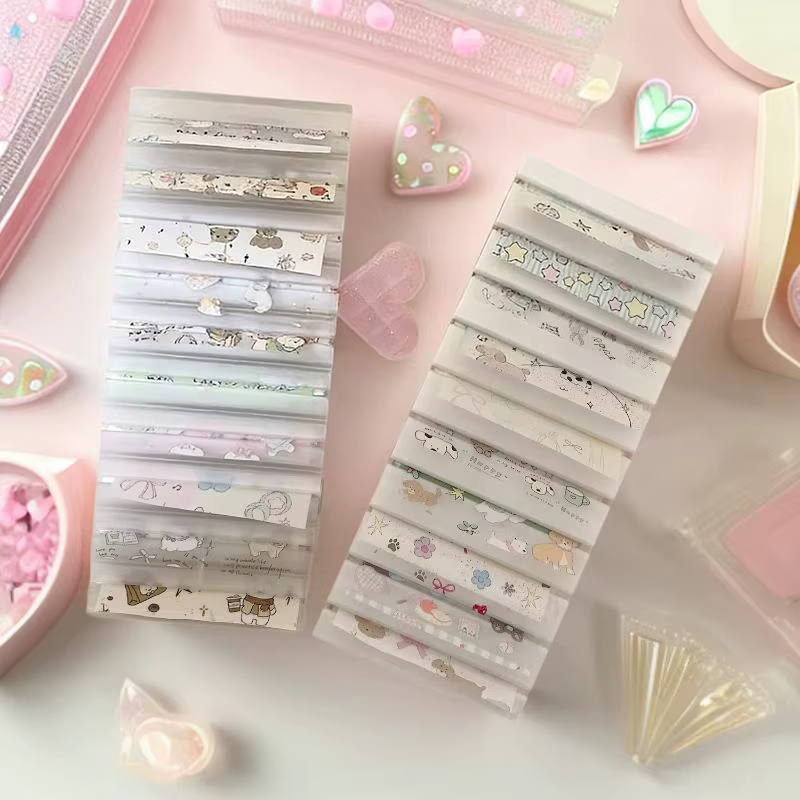 Organisateur de papier transfert pour ongles, boîte de rangement à motif de dessin animé avec support de présentation, grande capacité, support pour fournitures artistiques pour salon et maison