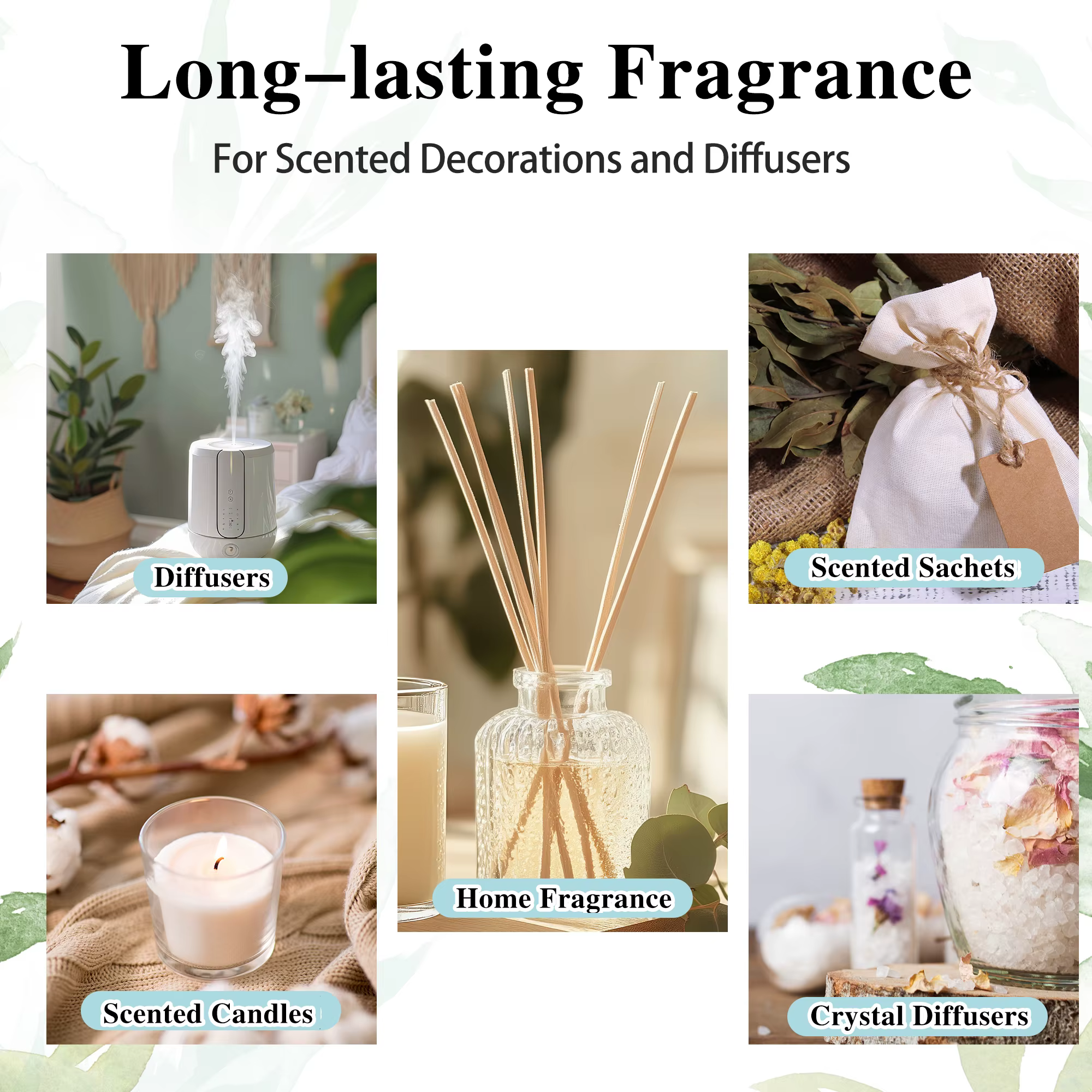 20 pièces Kits boîte-cadeau huile essentielle pour diffuseur pur naturel extrait de plante encens vanille citron menthe jasmin huile d'arbre à thé