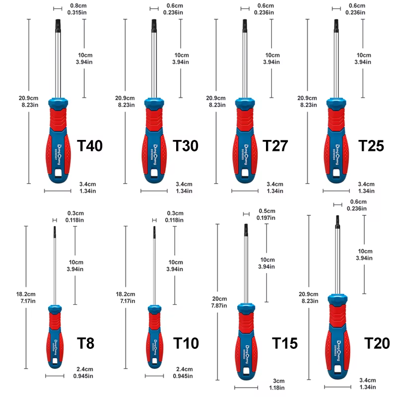 Jeu de tournevis Torx magnétiques de précision T8 T10 T15 T20 T25 T27 T30 T40, kit d'outils de sécurité Torx pour l'électronique, la réparation automobile